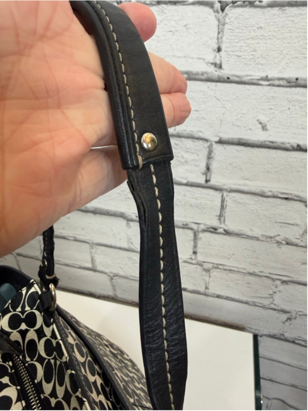 Women's Coach Chelsea Heritage Black and White Signature C Tote Bag - Picture 13 of 16